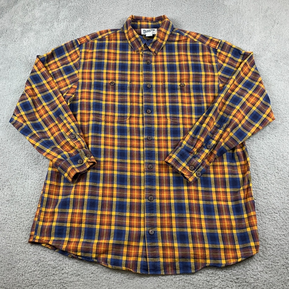 Duluth Trading Shirt Mens XL Brown Plaid Free Swinging Flannel Outdoor‎ Rugged